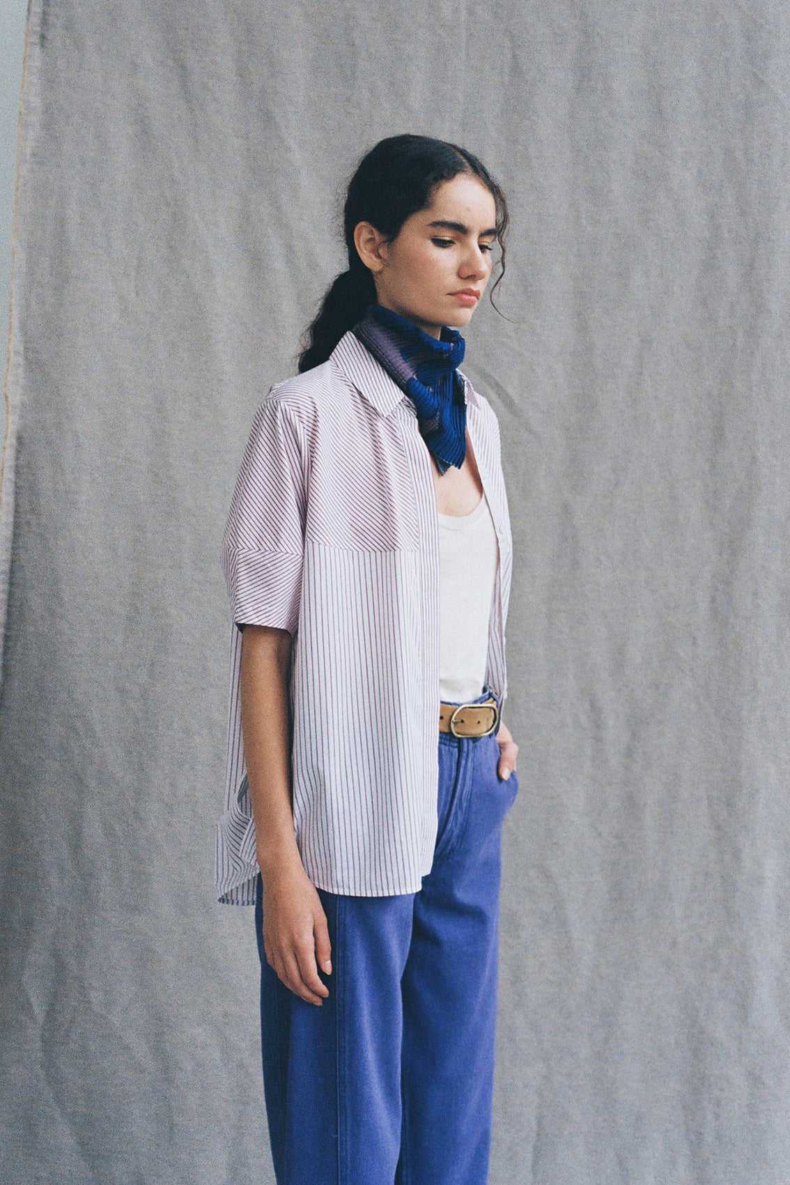 Blusa Manga Corta Algodón Rayas