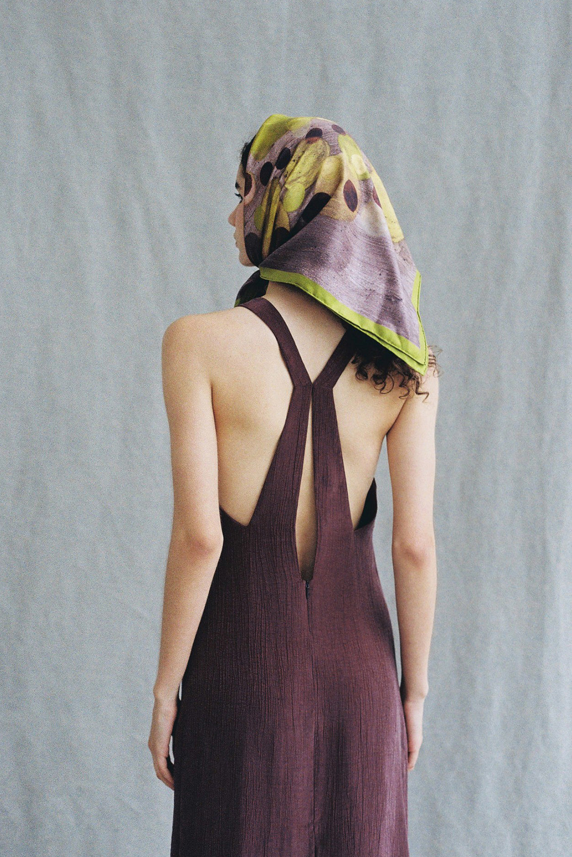 Vestido Halter Lyocell Corrugado - Vino