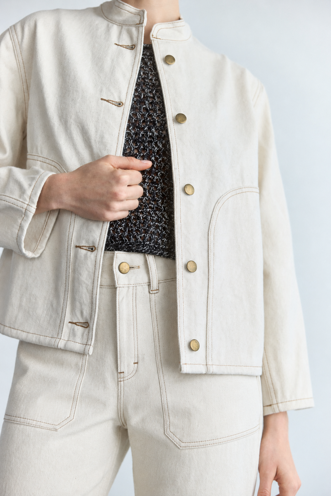 Chaqueta Denim Algodón - Crudo
