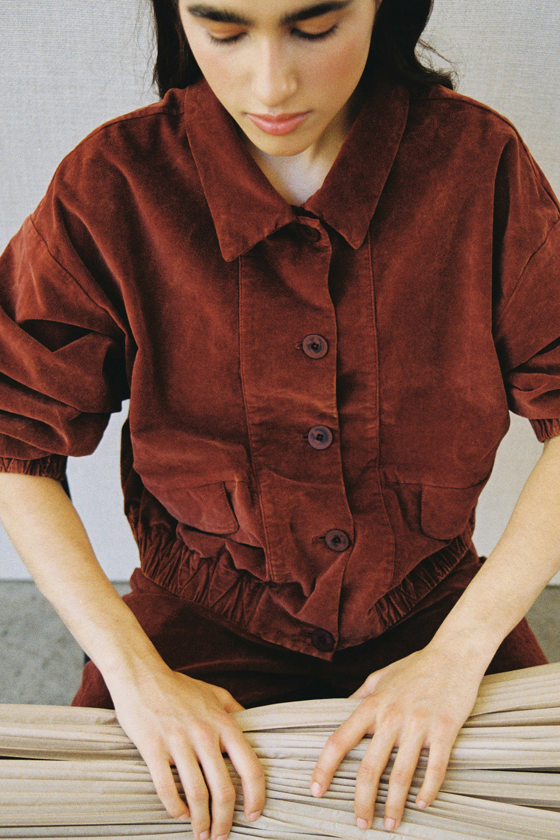 Chaqueta Bomber Terciopelo Washed - Óxido