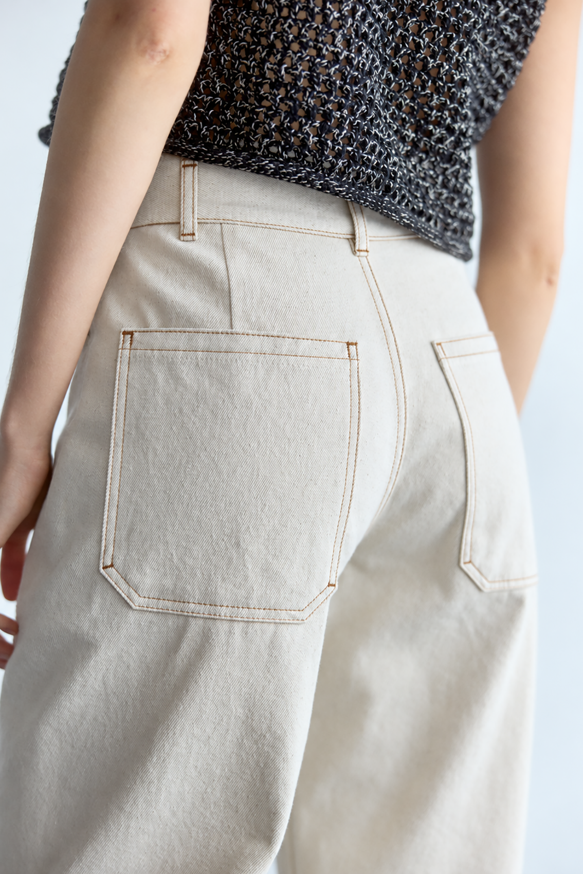 Jeans Worker Denim Algodón - Crudo