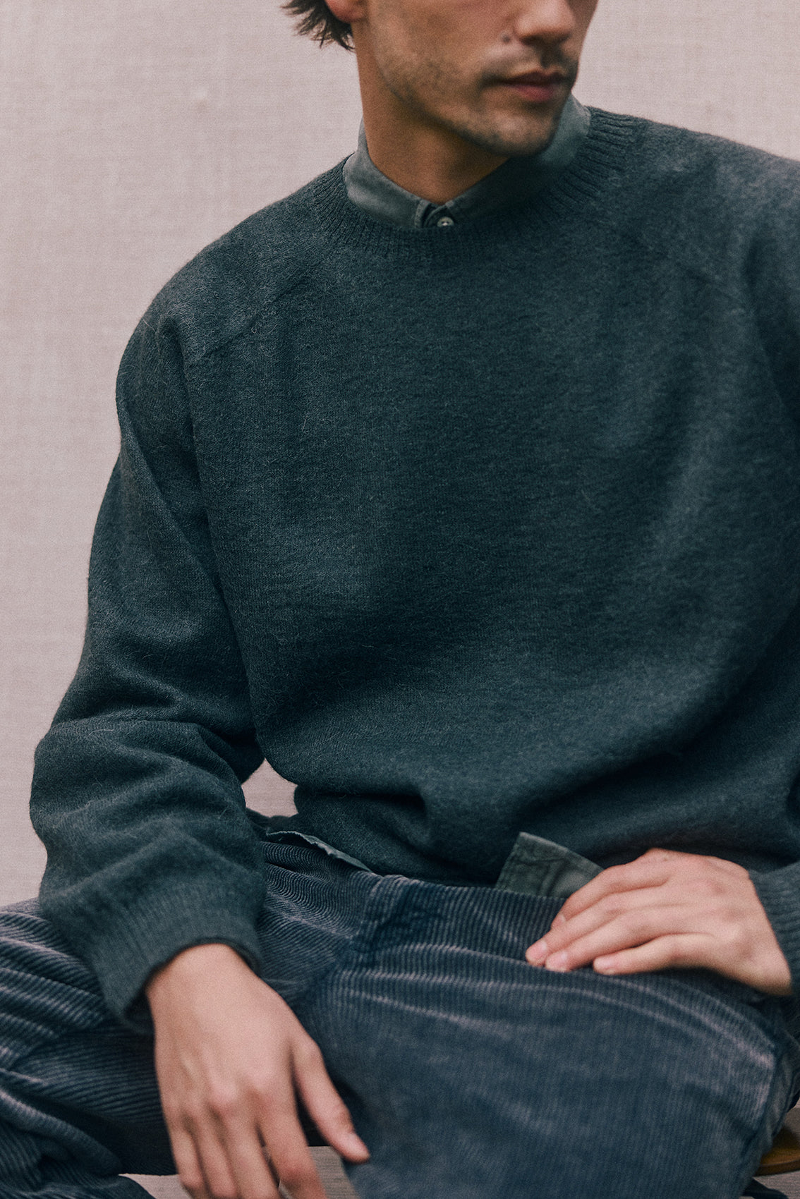 PREVENTA: Men's Sweater Delgado Alpaca Felted - Pizarra