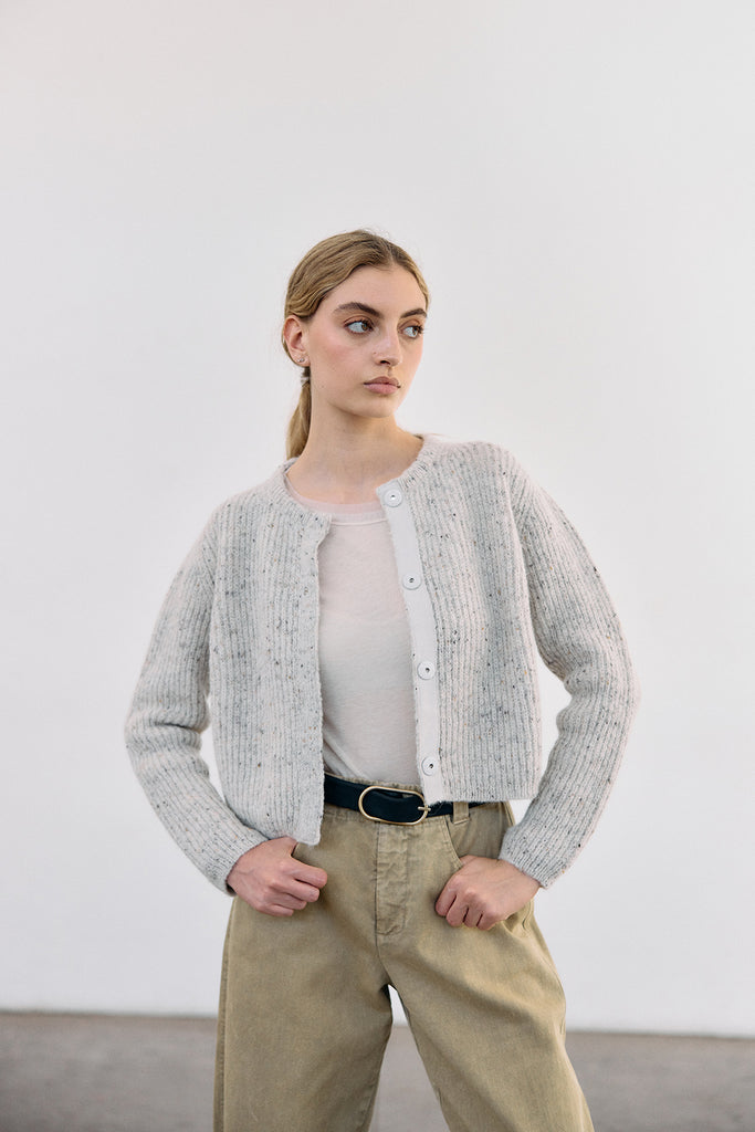 Cropped Alpaca/Mohair Cloud Cardigan - Crudo