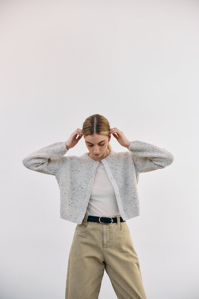 Cropped Alpaca/Mohair Cloud Cardigan - Crudo