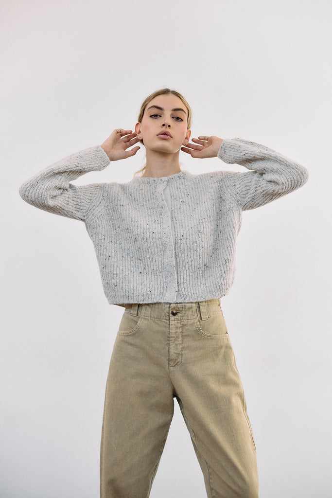 Cropped Alpaca/Mohair Cloud Cardigan - Crudo