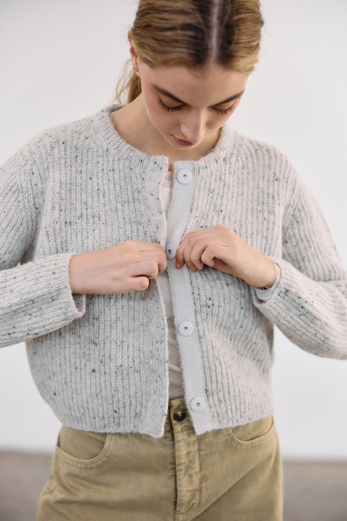 Cropped Alpaca/Mohair Cloud Cardigan - Crudo
