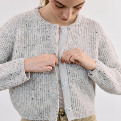 Cropped Alpaca/Mohair Cloud Cardigan - Crudo