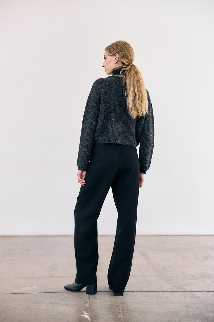 Cárdigan Corto Nuboso Mélange Alpaca/Mohair - Ónix