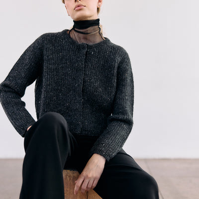 Cropped Alpaca/Mohair Cloud Cardigan - Ónix