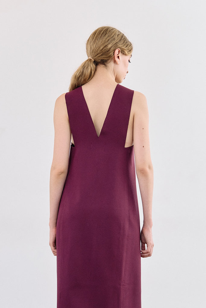 Vestido Escote V - Vino