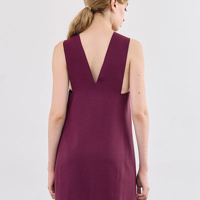 Vestido Escote V - Vino
