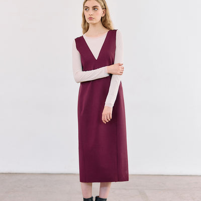Vestido Escote V - Vino