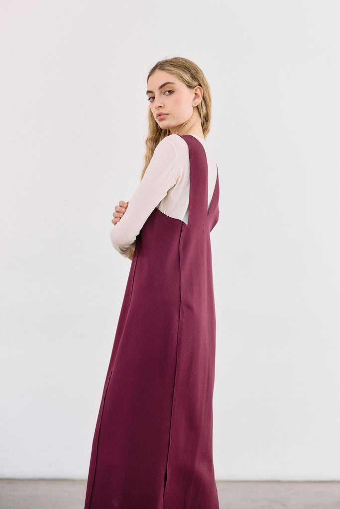 Vestido Escote V - Vino
