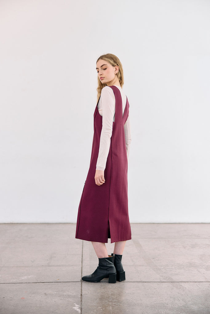 Vestido Escote V - Vino