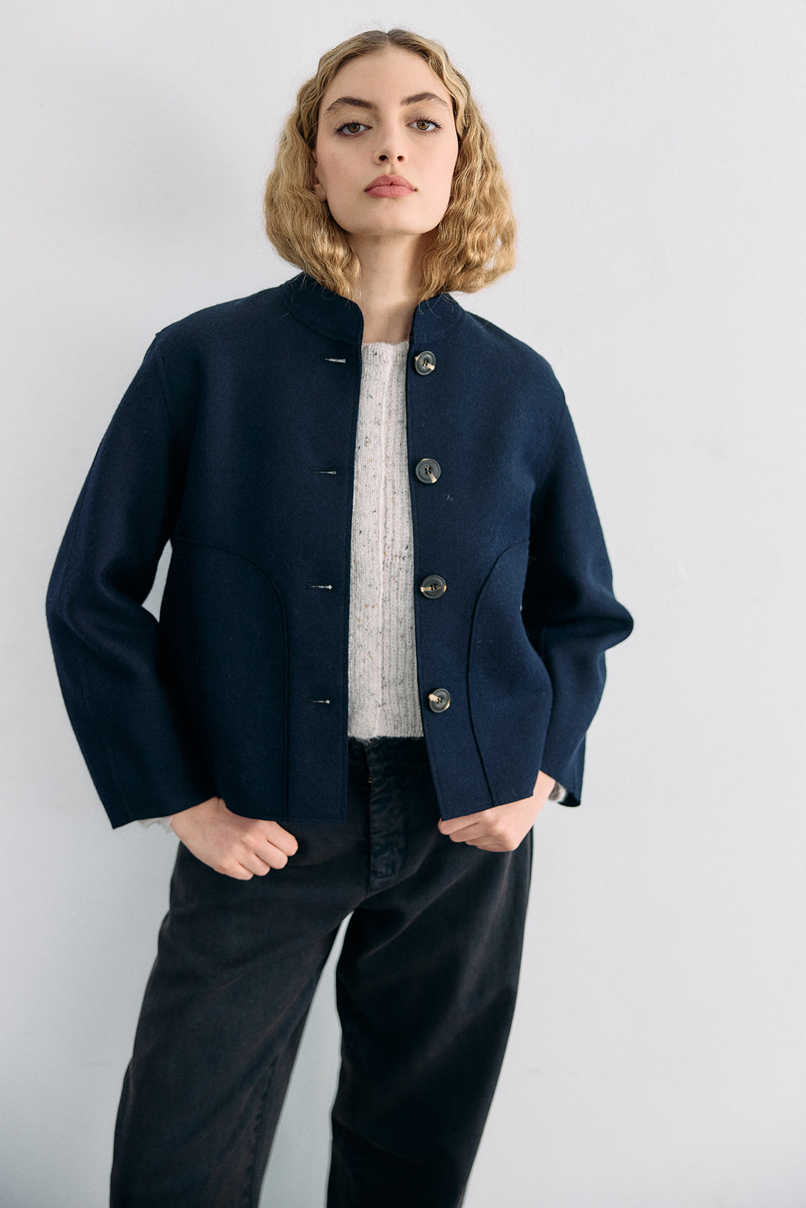 Chaqueta Felted Alpaca/Lana - Medianoche