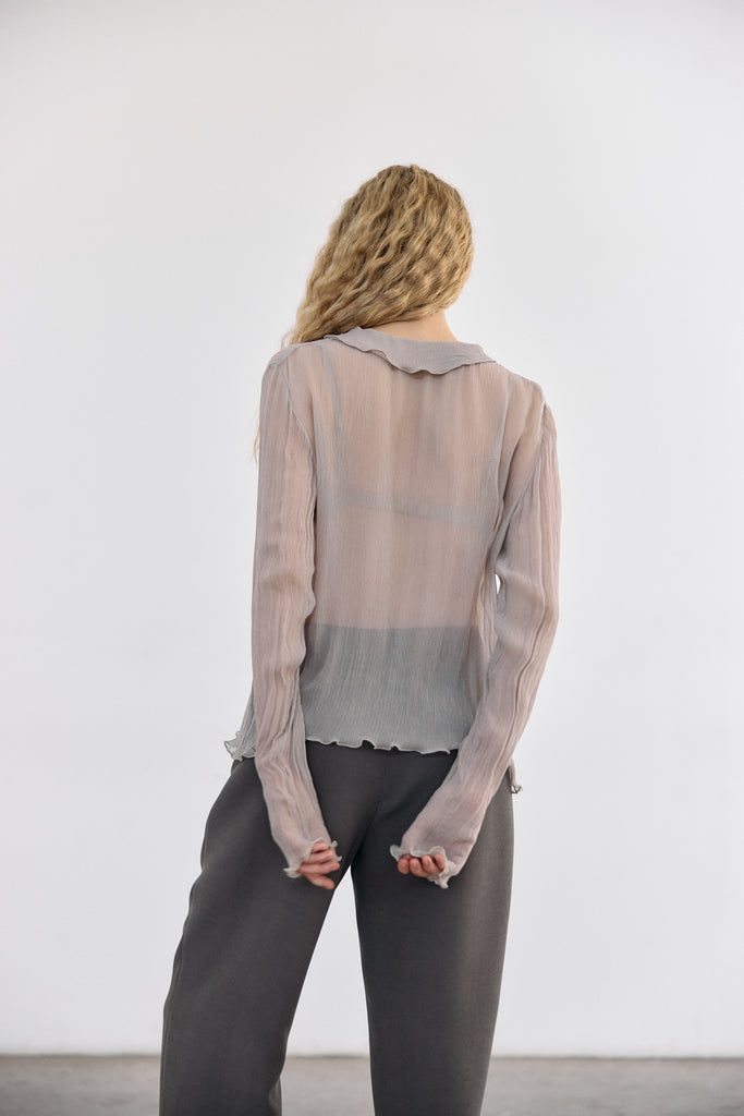 Sheer Silk Chiffon Blouse - Arena