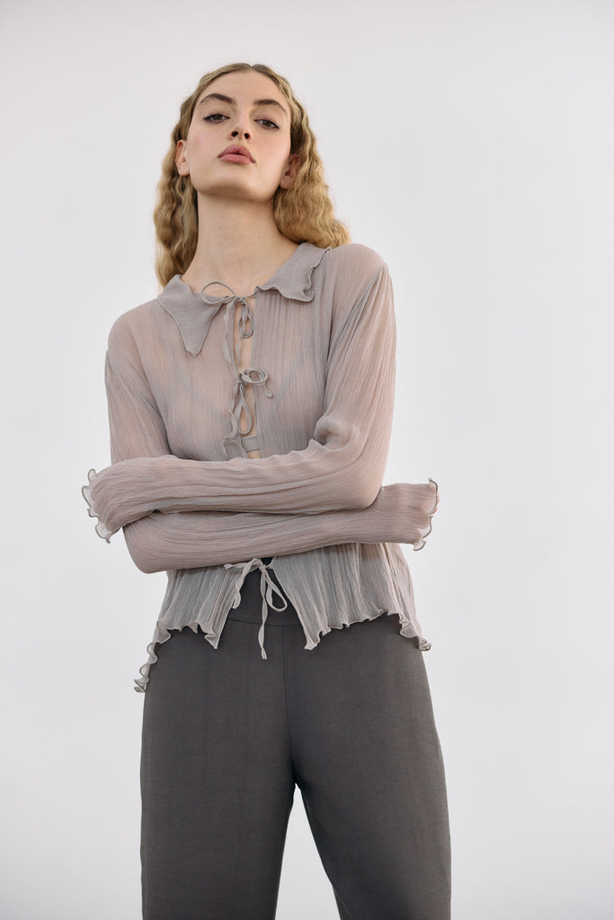 Sheer Silk Chiffon Blouse - Arena