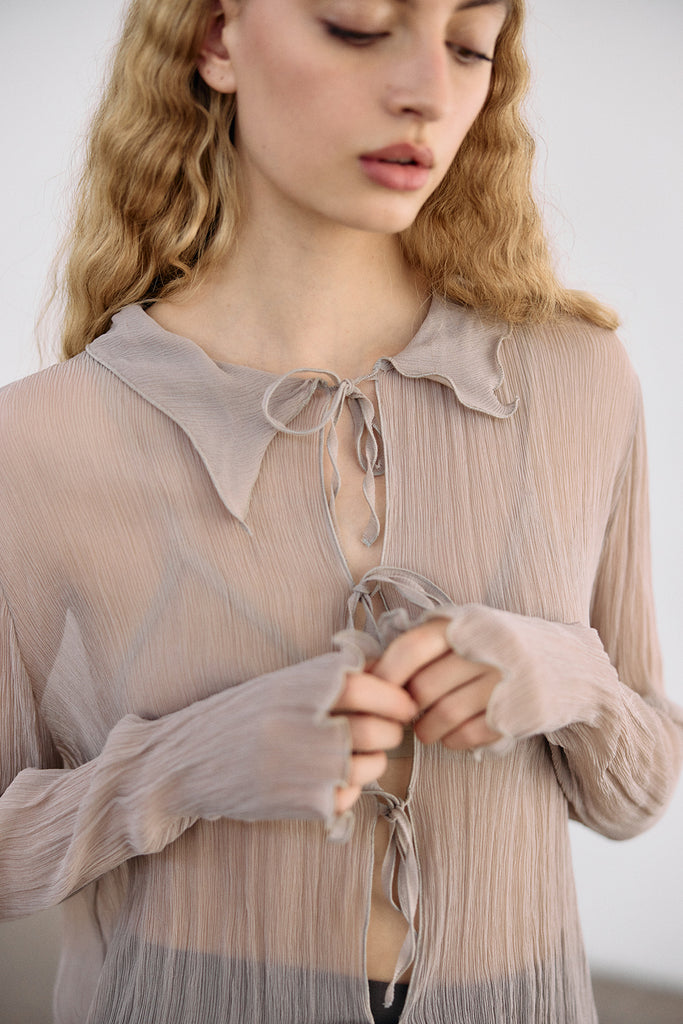 Sheer Silk Chiffon Blouse - Arena