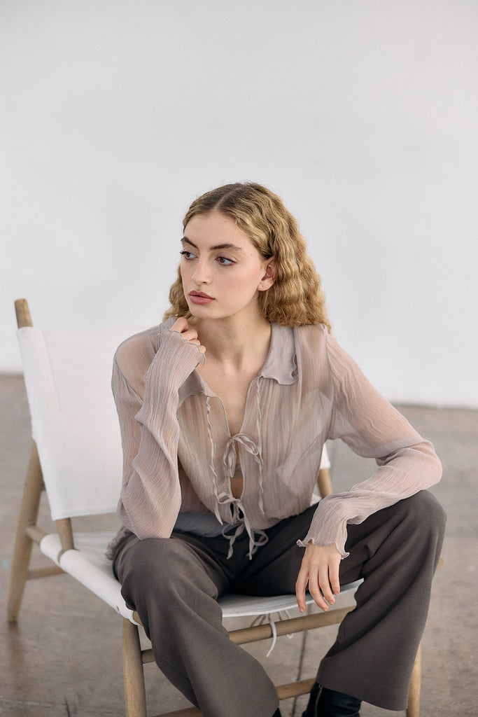 Sheer Silk Chiffon Blouse - Arena