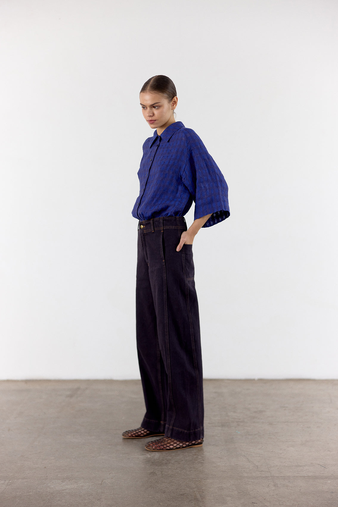 Gingham Linen Shirt - Ultramar
