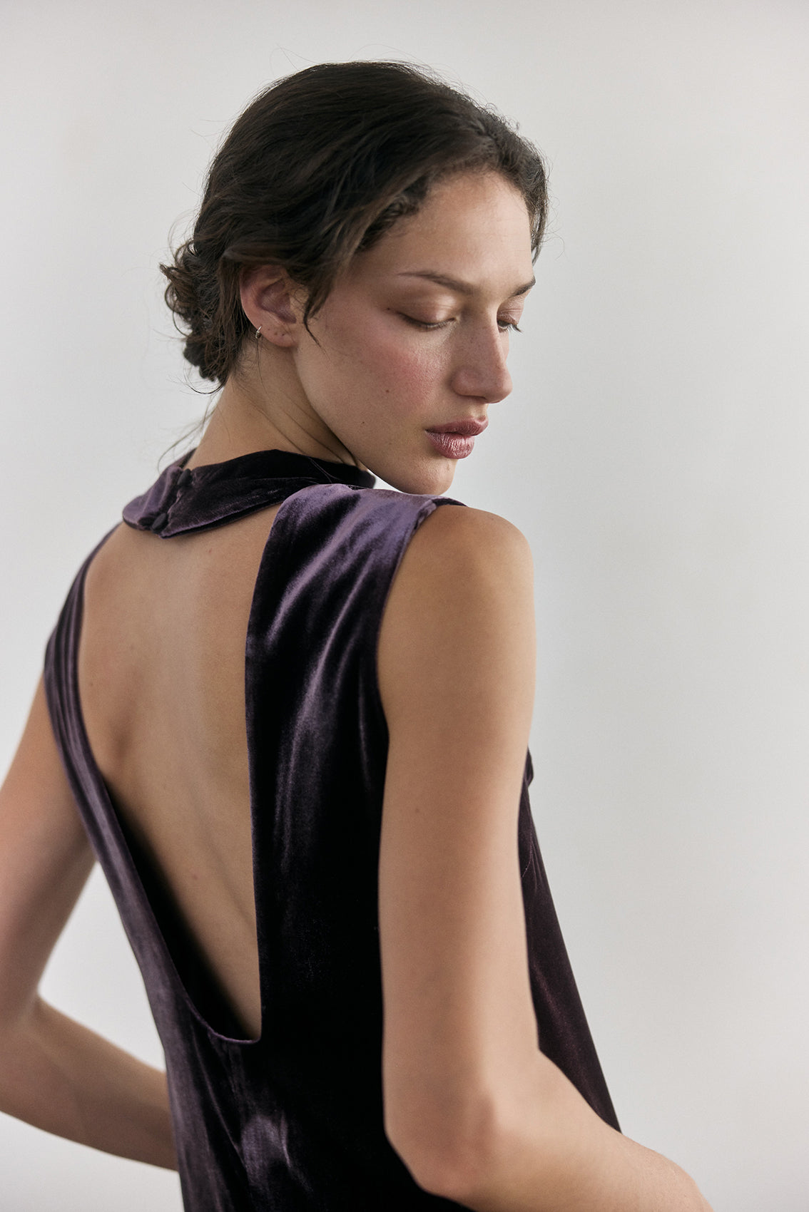 Silk Velvet Dress - Aubergine