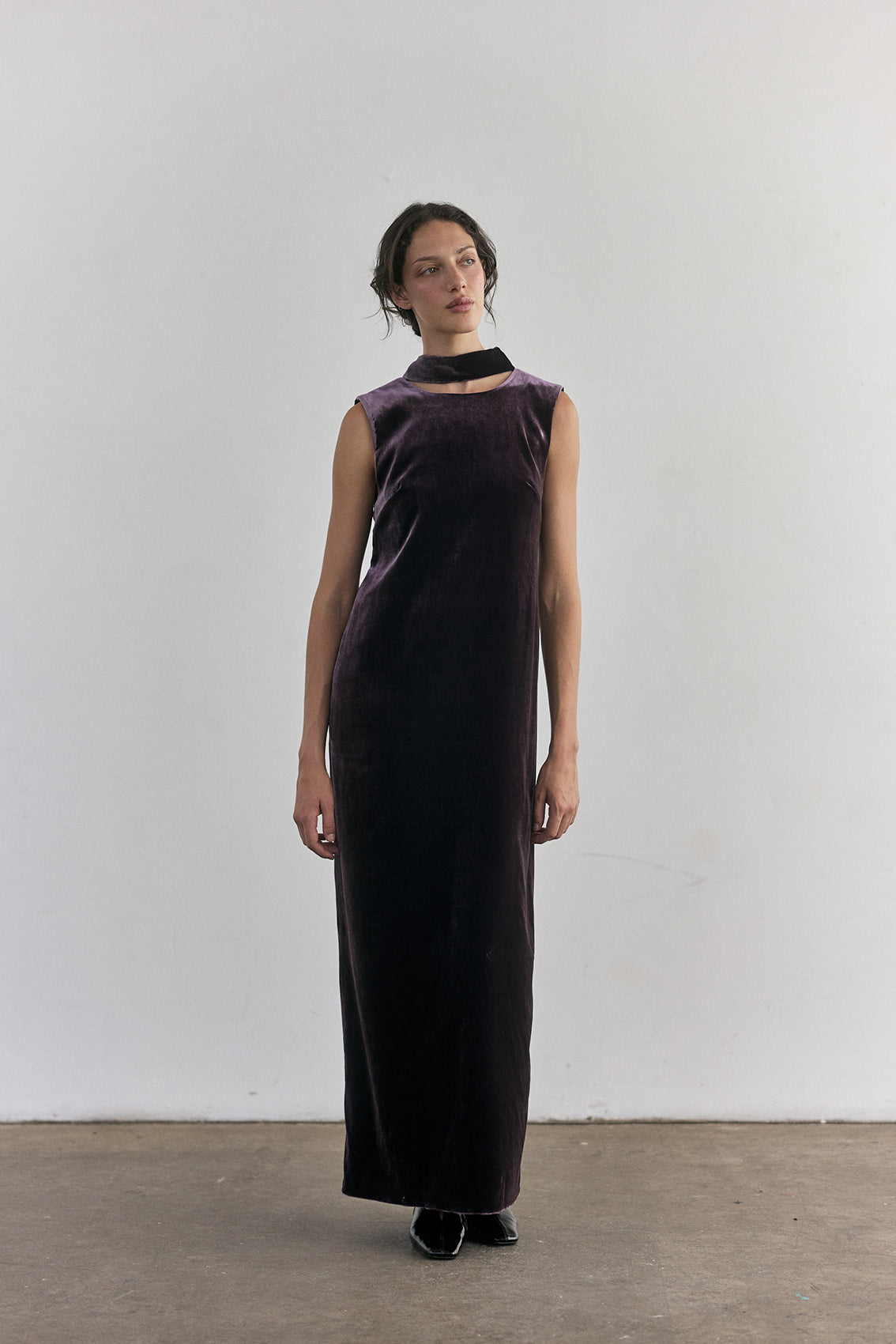 Vestido Largo Terciopelo - Berenjena