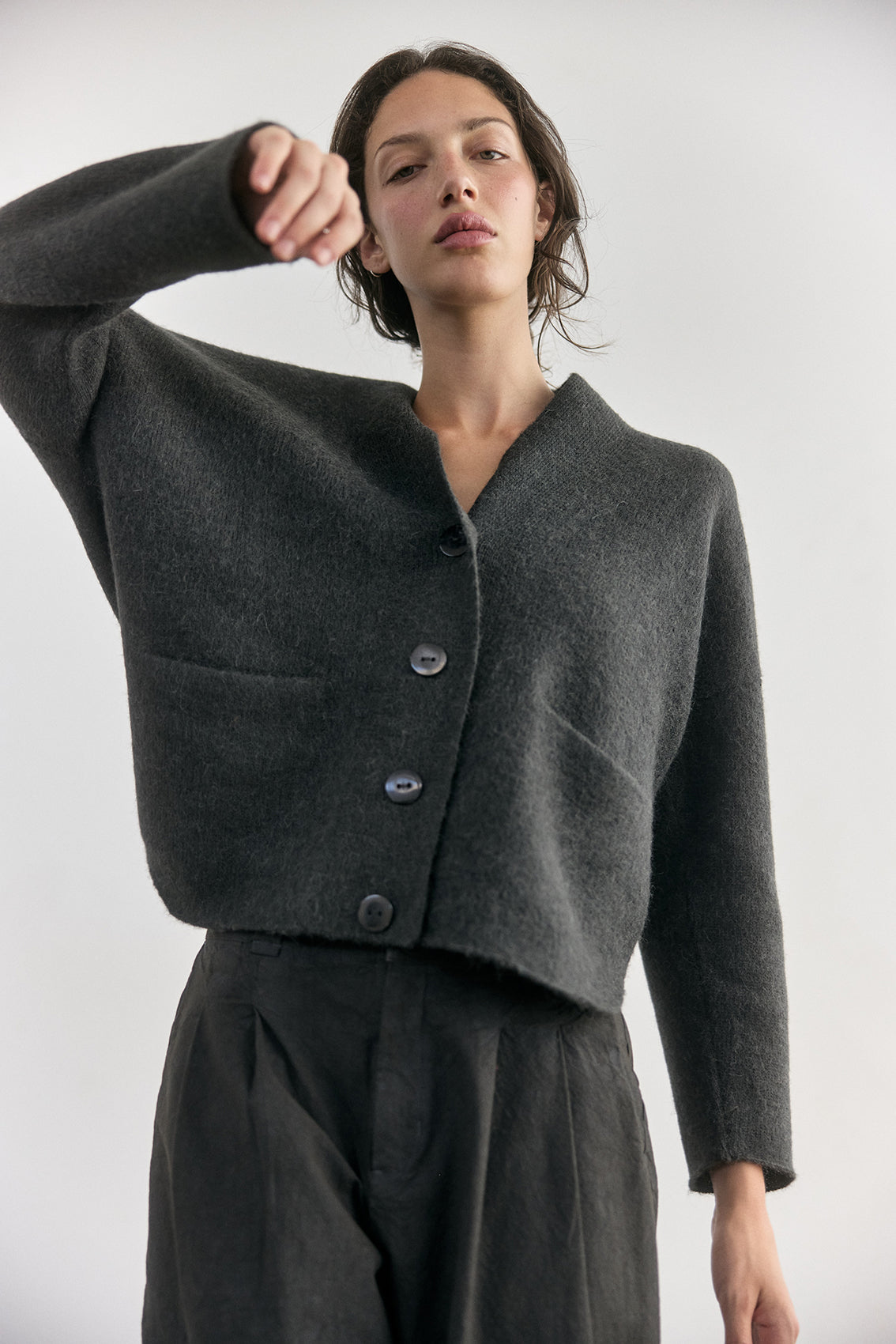 Cárdigan Felted Alpaca - Pizarra