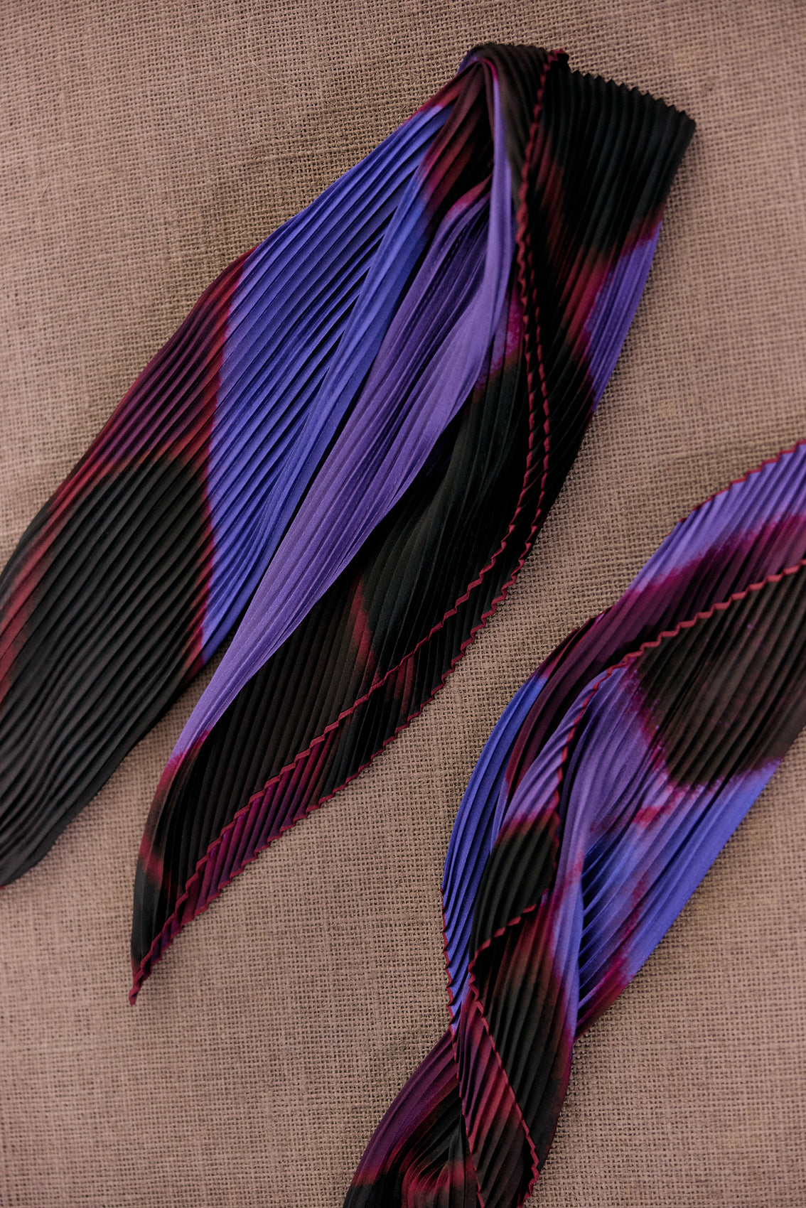 Small Pleated Silk Scarf - Jacaranda