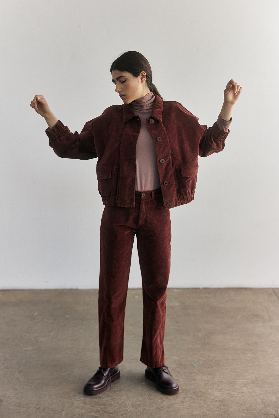 Chaqueta Bomber Terciopelo Washed - Óxido