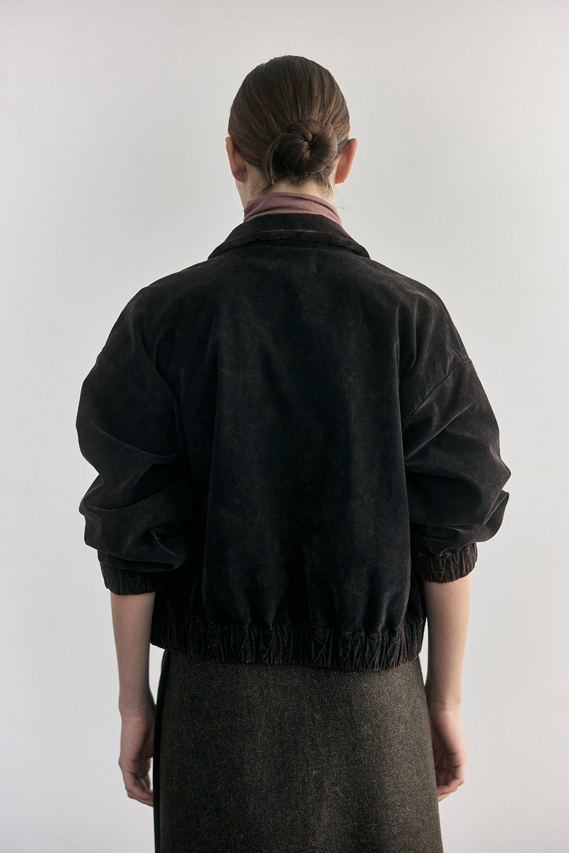 Chaqueta Bomber Terciopelo Washed - Ónix