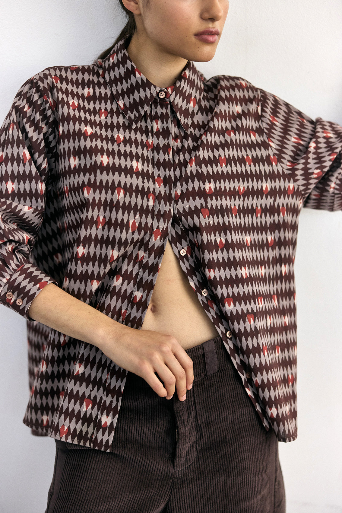 Blusa Oversized Algodón Block Print - Rombos