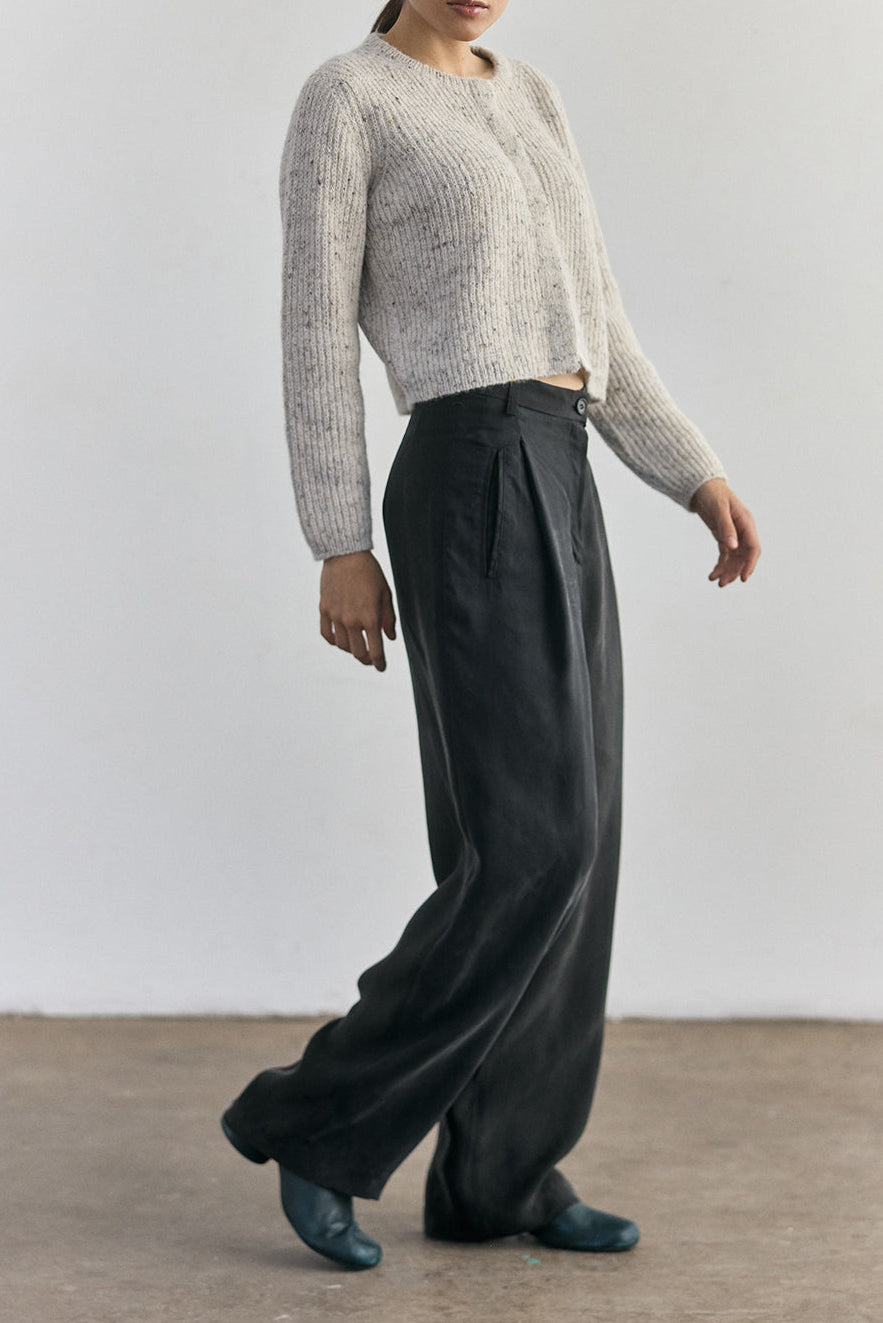 Pantalón Pinzado Cupro - Ónix