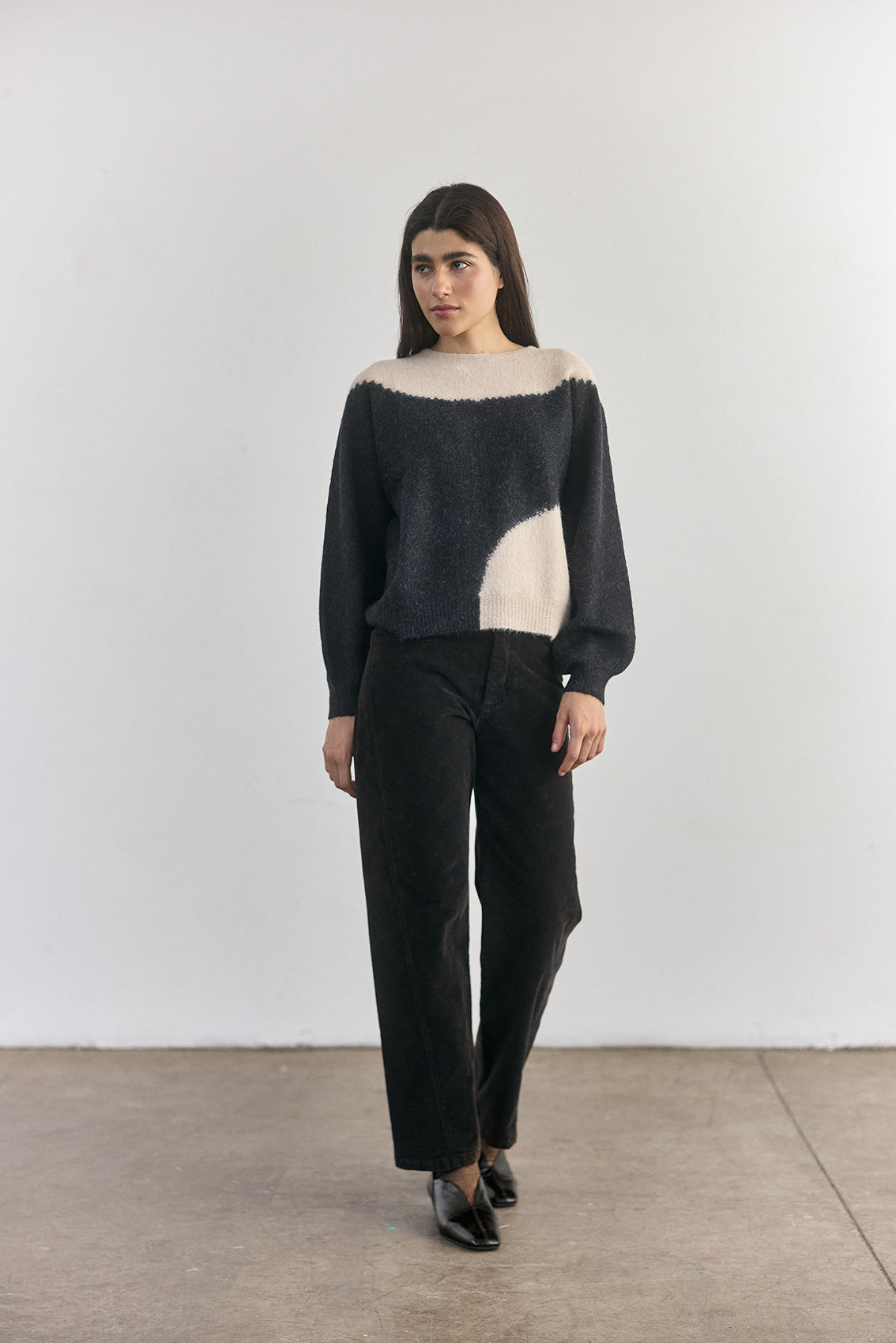 Washed Velvet Cotton Pant - Onyx