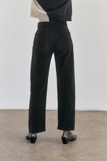 Washed Velvet Cotton Pant - Onyx