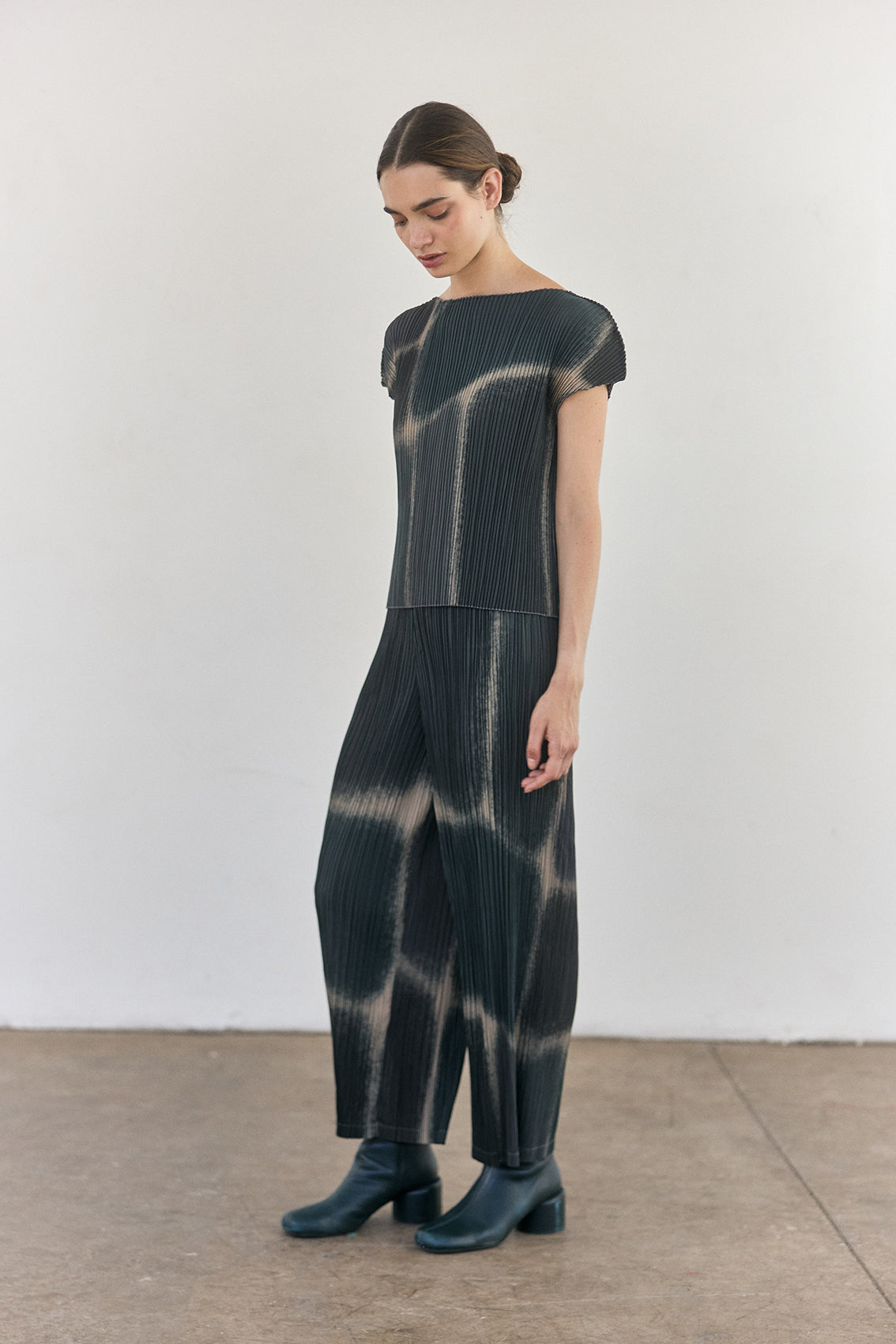Pleated Printed Pants - Slate