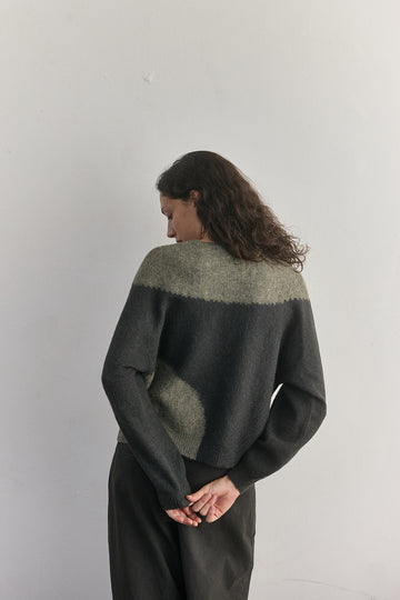Sweater Alpaca Felted Semicírculos - Pizarra/Musgo