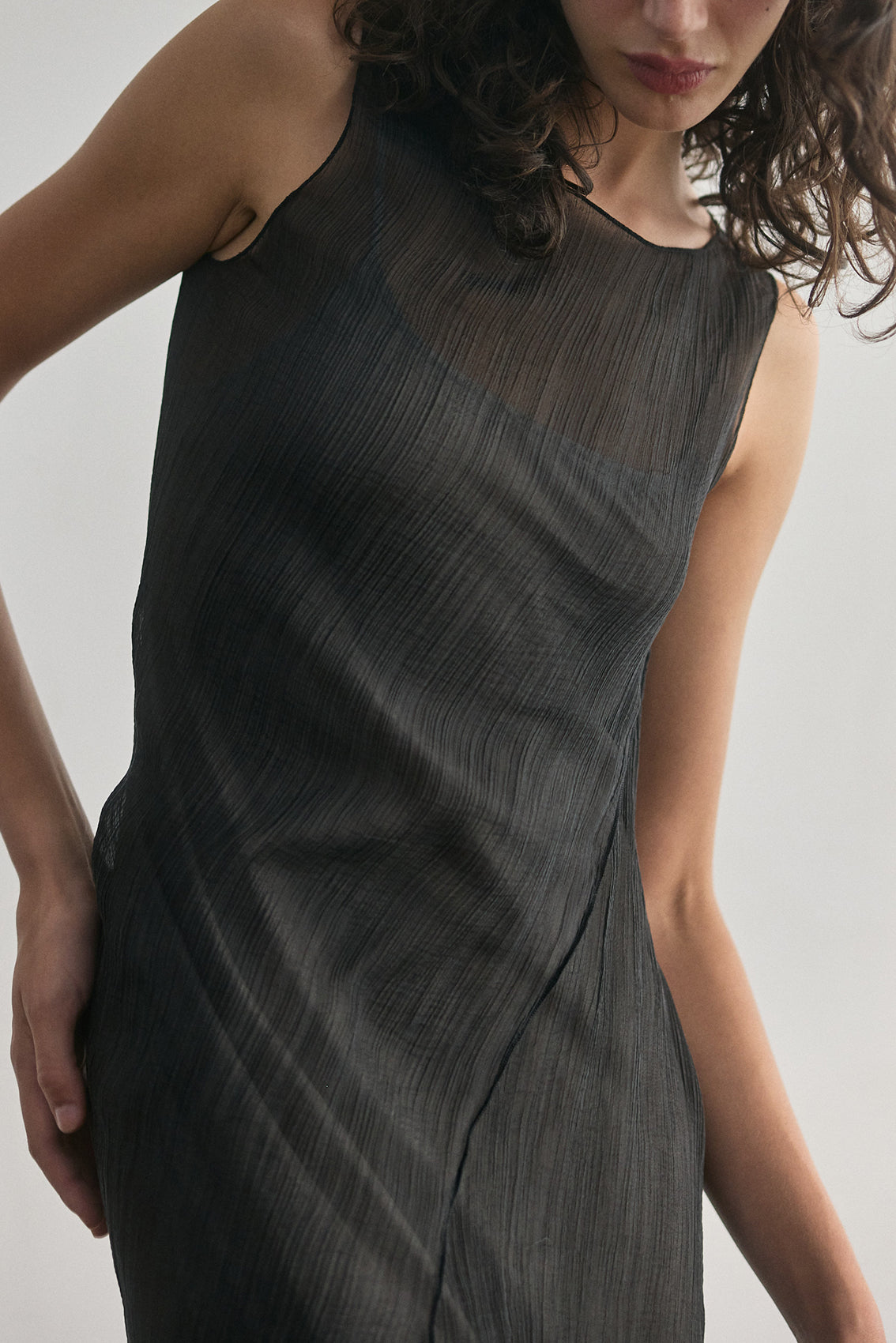 Vestido Traslúcido Lyocell - Ónix