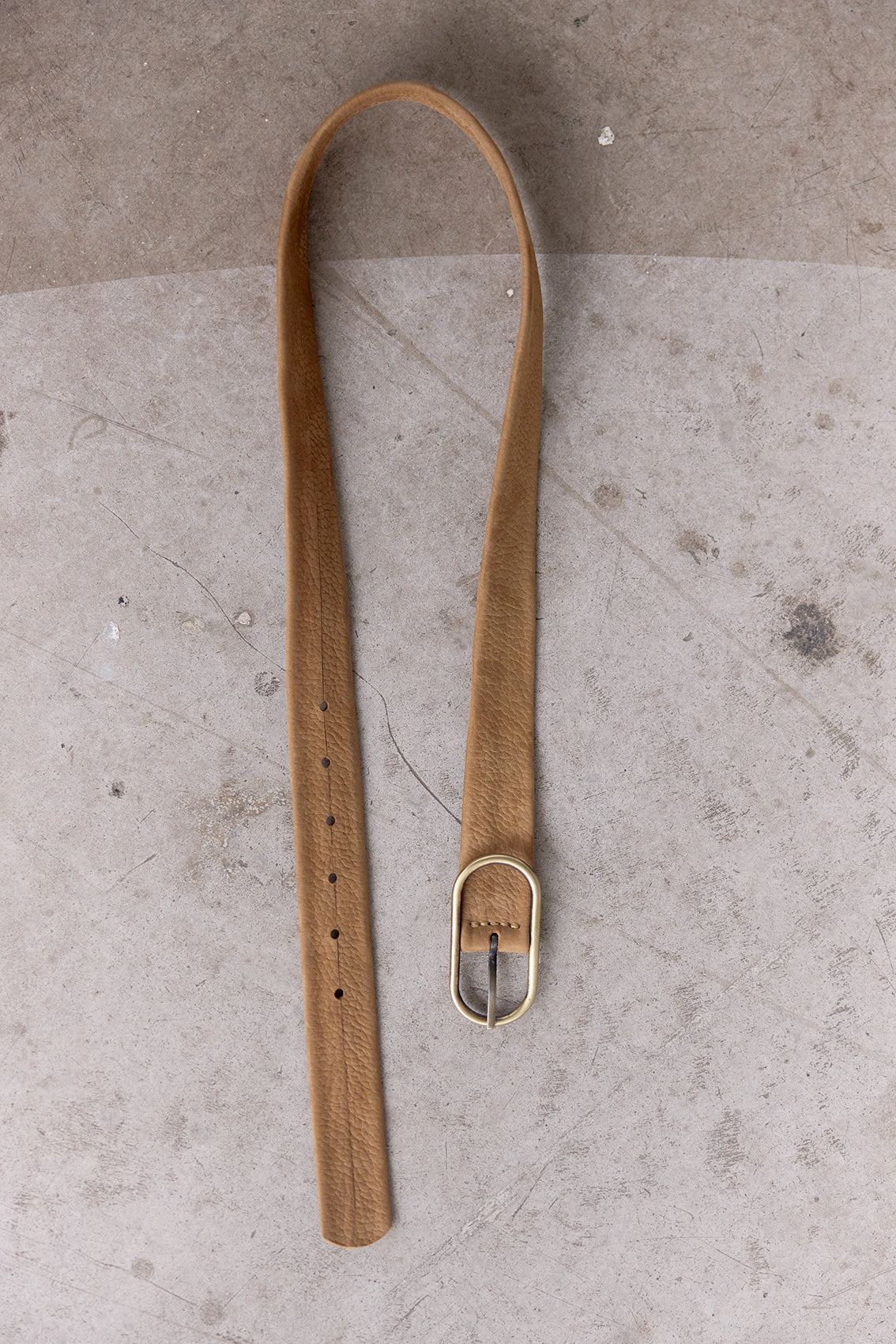 Cinturón Angosto de Cuero Nobuk - Toffee