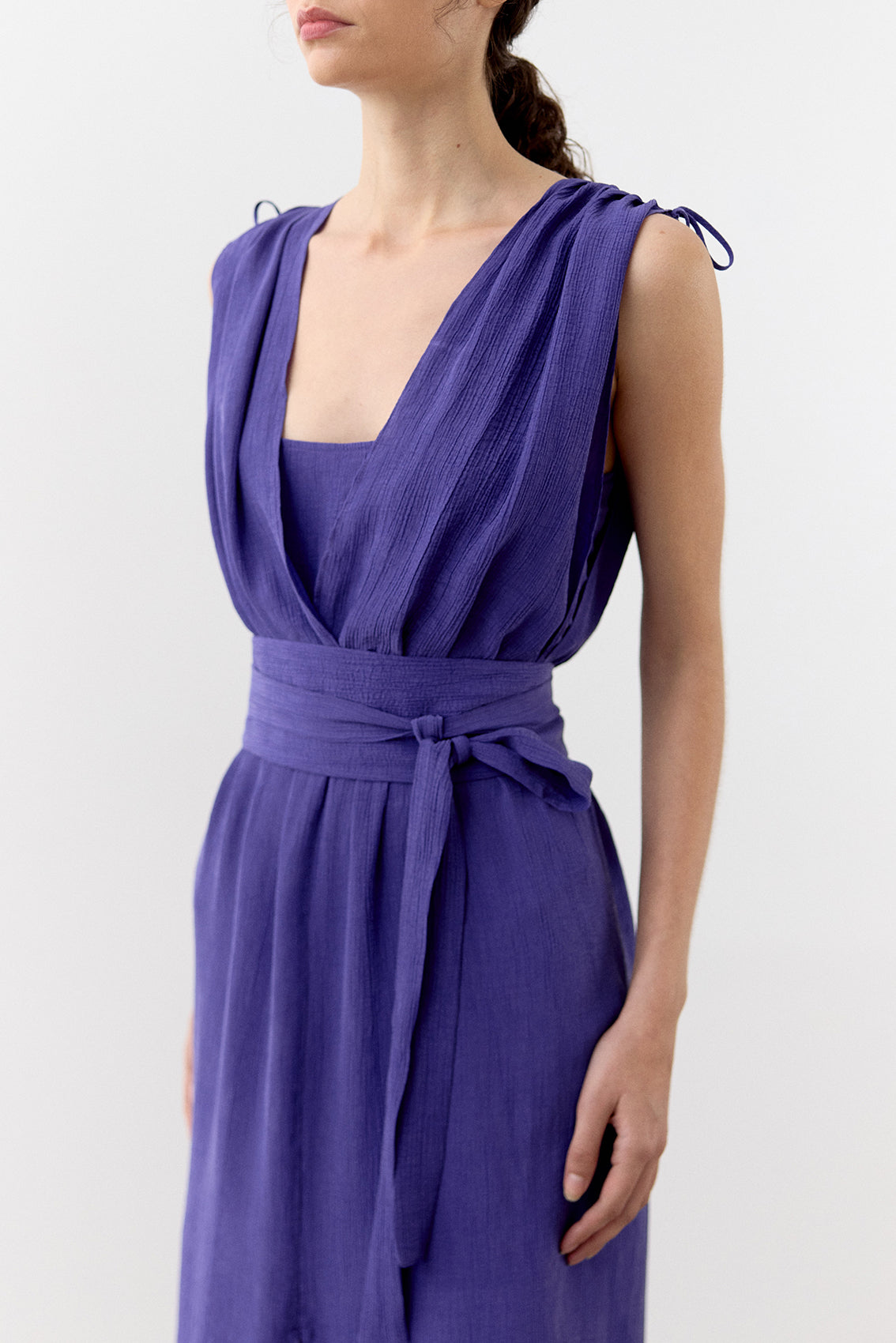 Vestido Ablusonado Lyocell Corrugado - Lirio