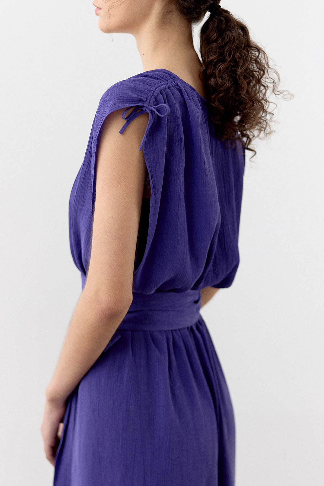 Vestido Ablusonado Lyocell Corrugado - Lirio