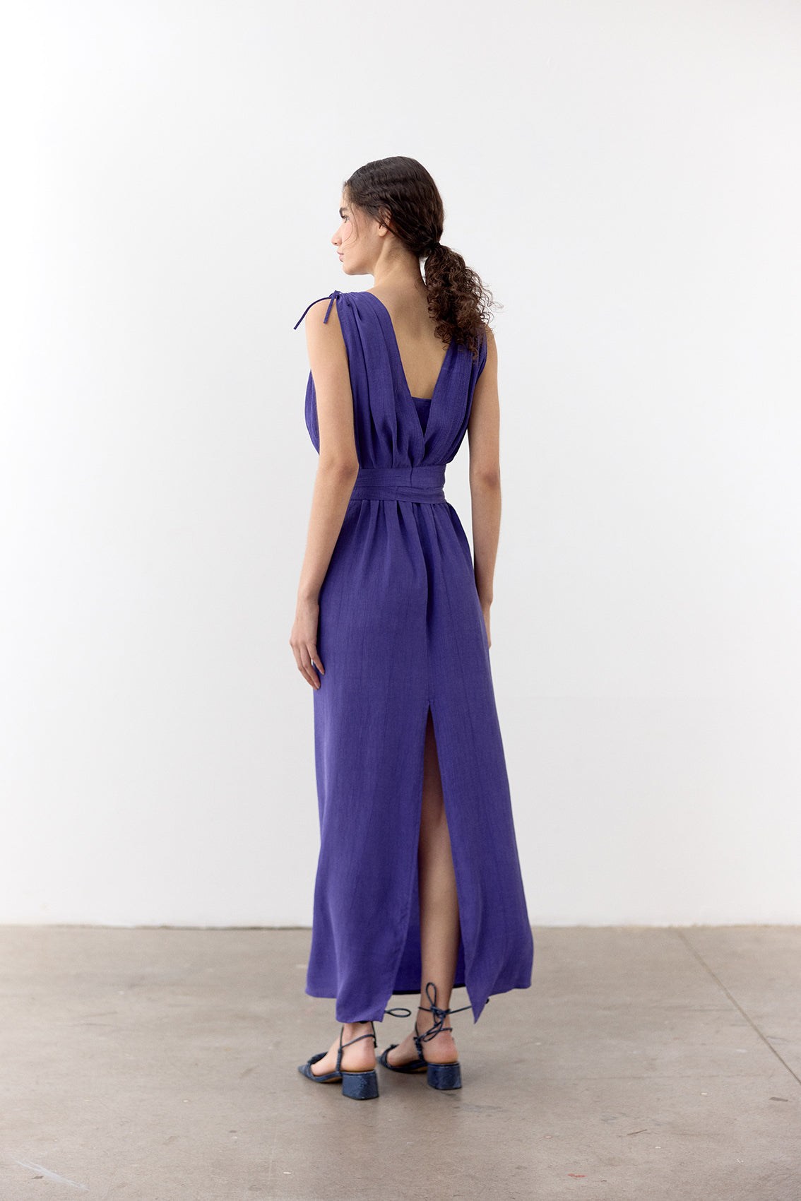 Vestido Ablusonado Lyocell Corrugado - Lirio