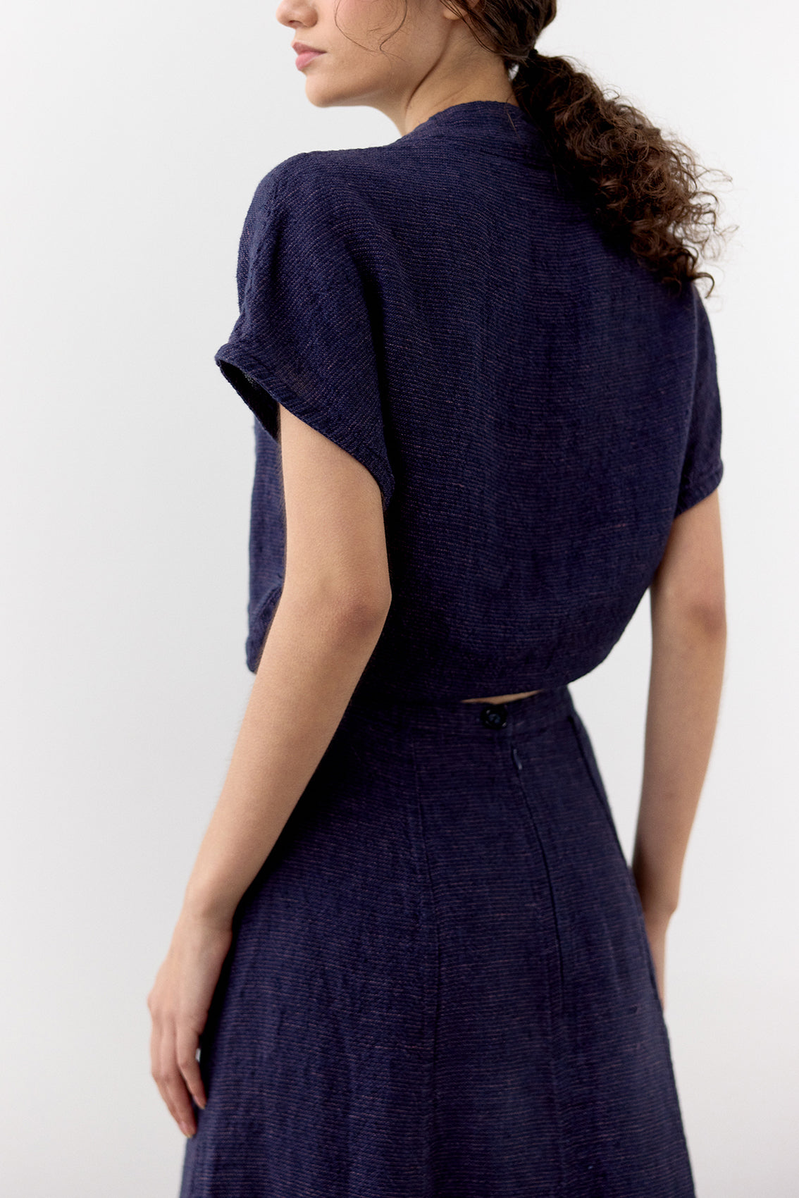 Tie-Waist Linen Top - Arándano