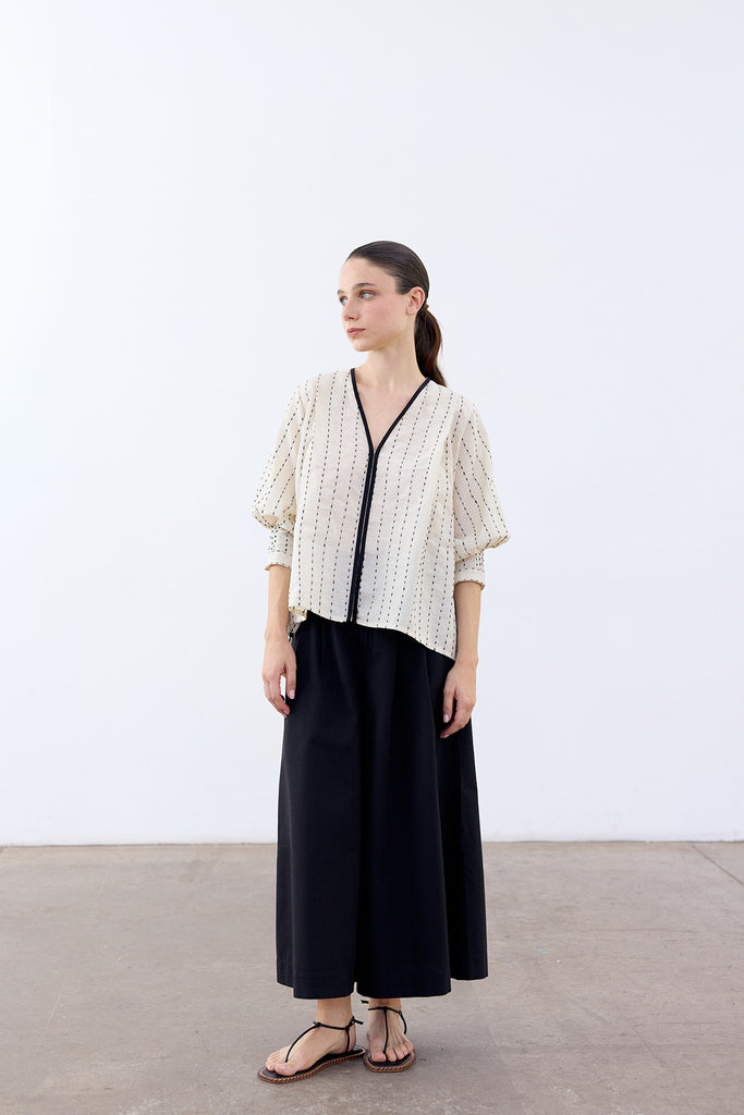 Contrast Stitching Cotton Shirt