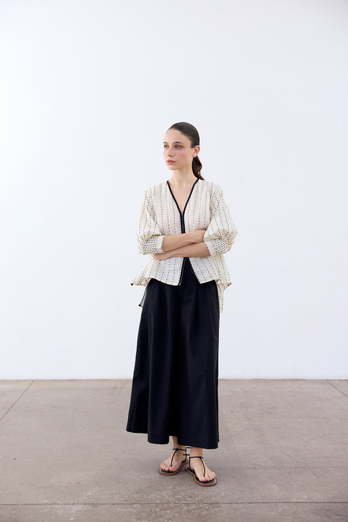 Contrast Stitching Cotton Shirt