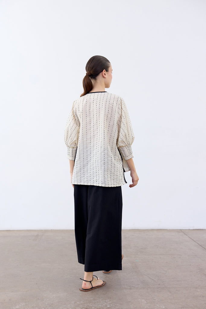 Contrast Stitching Cotton Shirt