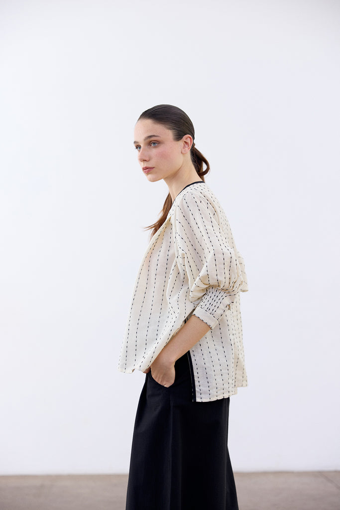 Contrast Stitching Cotton Shirt