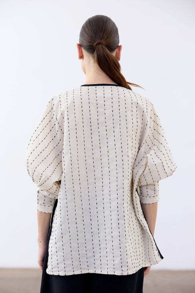 Contrast Stitching Cotton Shirt