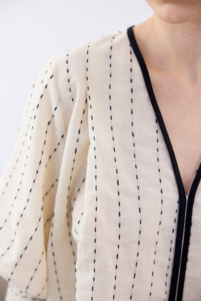 Contrast Stitching Cotton Shirt