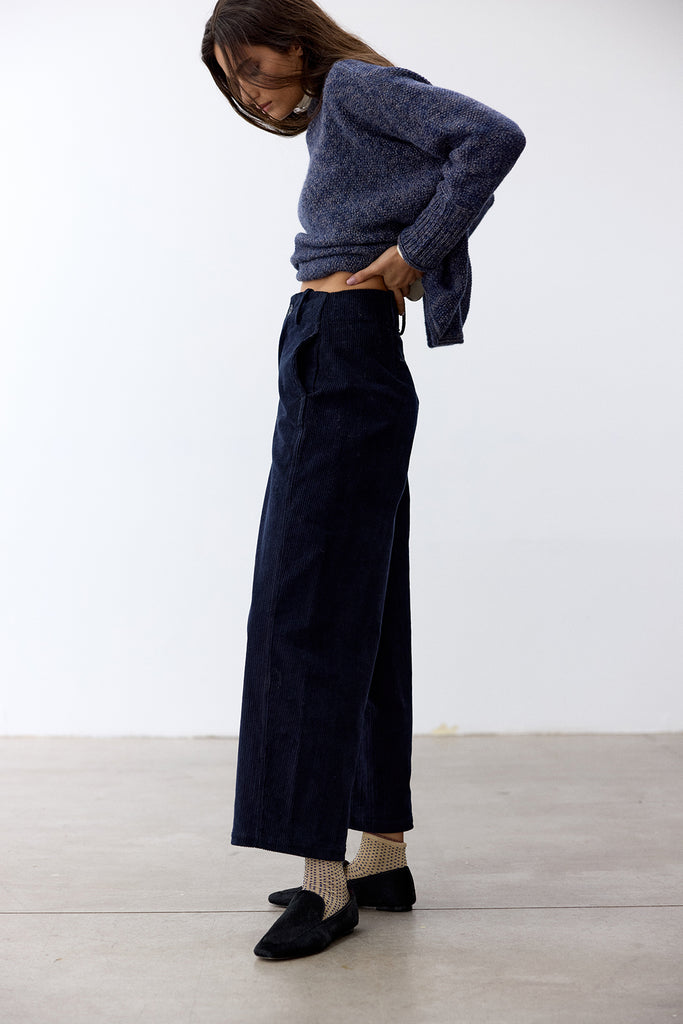 Straight-Fit Cotton Corduroy Trousers - Medianoche