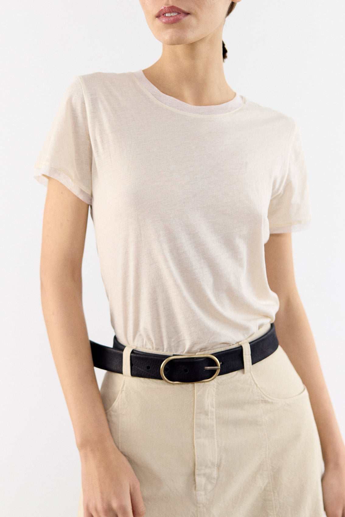 Polera Crew Algodón Pima - Mantequilla